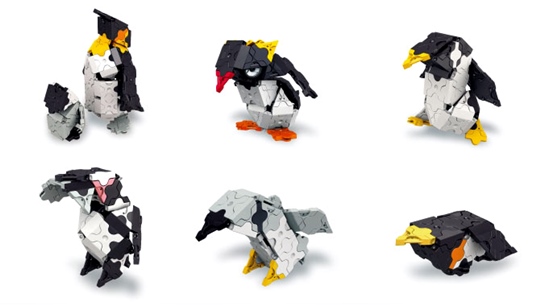 โมเดลนกเพนกวินทั้ง 6 แบบในชุดตัวต่อลาคิว นกเพนกวิน