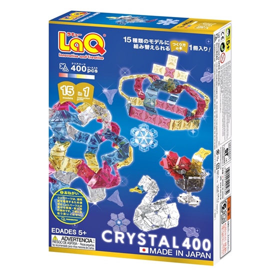 LaQ Crystal 400 ลาคิว ชุด คริสตัล 400 ตัวต่อ เสริมพัฒนาการ เสริททักษะ ญี่ปุ่น ฮายาชิเวิลด์ กล่องด้านหลัง